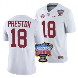 Men's Alabama Crimson Tide #18 Shazz Preston White 2022 Sugar Bowl NCAA College Football Jersey 2403NUXN6